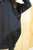 Oscar Clara Sequin Patch Pocketed Cocoon Tunic Black